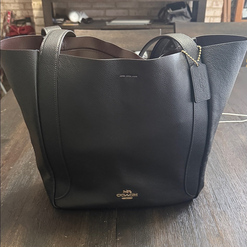 Coach Black Leather Tote Bag